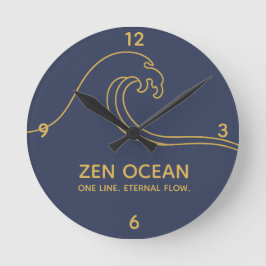 Minimalist Zen Wave - Abstract Ocean Line Ronde Klok
