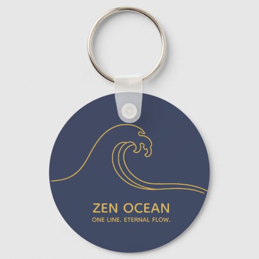Minimalist Zen Wave | Abstract Ocean Line Sleutelhanger (Voorkant)