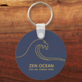Minimalist Zen Wave | Abstract Ocean Line Sleutelhanger (Voorkant)