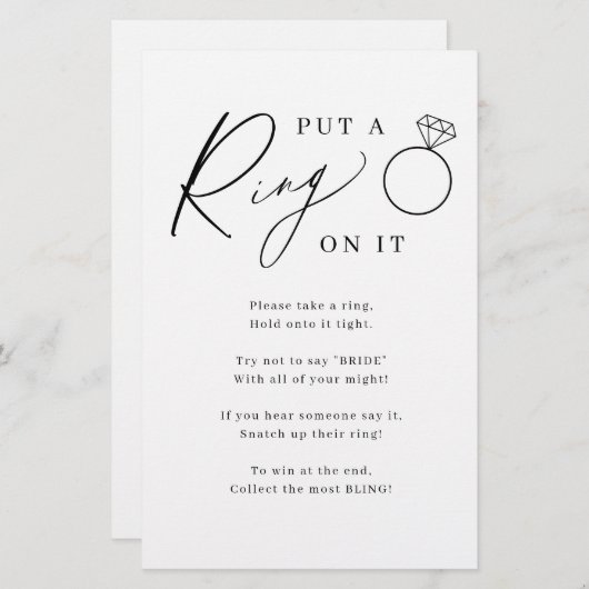 Minimalist zet een ring op het vrijgezellenfeest (Voorkant / Achterkant)