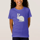 Minimalist Zittend Wit Konijn Zwart Omtrek T-shirt (Voorkant)