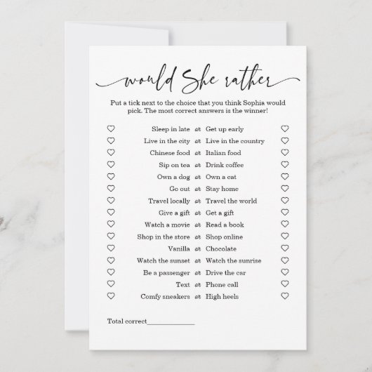 Minimalist zou ze liever Vrijgezellenfeesten spele Kaart (Voorkant)