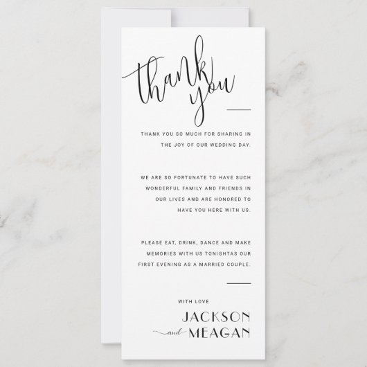 Minimalist Zwart op Wit Dank u Plaats Kaart (Voorkant)