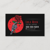 Minimalist Zwart, Rood Rose Tattoo Artist Shop Visitekaartje (Voorkant)
