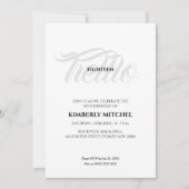 Minimalist zwart wit 18e verjaardag uitnodiging (Voorkant)