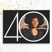 Minimalist Zwart Wit Aangepaste Foto 40e Verjaarda Kaart