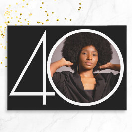 Minimalist Zwart Wit Aangepaste Foto 40e Verjaarda Kaart
