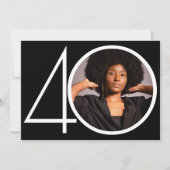 Minimalist Zwart Wit Aangepaste Foto 40e Verjaarda Kaart (Voorkant)