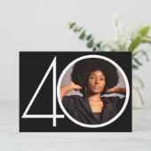 Minimalist Zwart Wit Aangepaste Foto 40e Verjaarda Kaart (Staand voorkant)