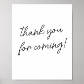 Minimalist Zwart-wit Bedankt voor uw komst Poster (Voorkant)