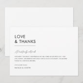 Minimalist Zwart & Wit Eenvoudige Unieke Bruiloft Bedankkaart (Voorkant / Achterkant)