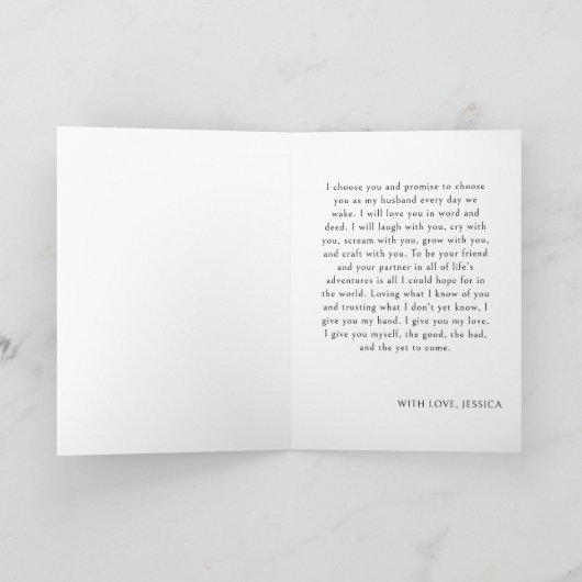 Minimalist zwart wit haar bruiloft gelooft fotokaa kaart (Binnen)