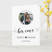 Minimalist zwart wit zijn bruiloft gelofte fotokaa kaart (Gele Bloem)