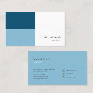 minimalista bloques geométricos azul elegante visitekaartje