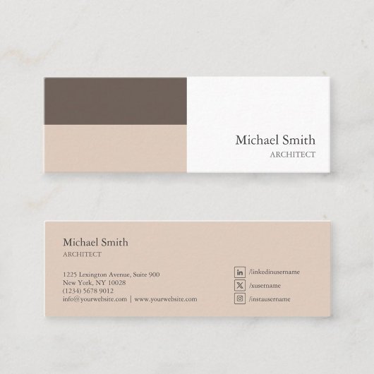minimalista bloques geométricos marrón elegante mini visitekaartje