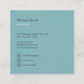 minimalista bloques geométricos turquesa elegante vierkante visitekaartje (Achterkant)