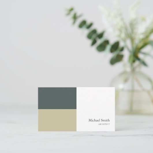 minimalista bloques geométricos verde elegante visitekaartje (Staand voorkant)