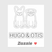 MinimalistFrenchie & Pug Custom Name Vinyl Sticker (Vel)