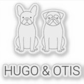MinimalistFrenchie & Pug Custom Name Vinyl Sticker (Voorkant)