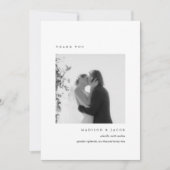 Minimalistic 2-Photo Black & White Wedding Custom Bedankkaart (Voorkant)