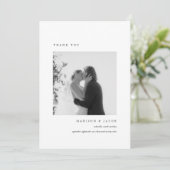 Minimalistic 2-Photo Black & White Wedding Custom Bedankkaart (Staand voorkant)