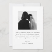Minimalistic 2-Photo Black & White Wedding Custom Bedankkaart (Achterkant)