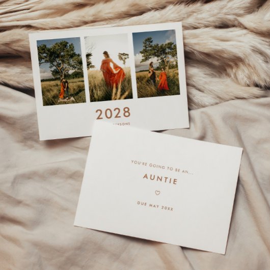 Minimalistic 3-Photo New Auntie Pregnancy Aankondiging