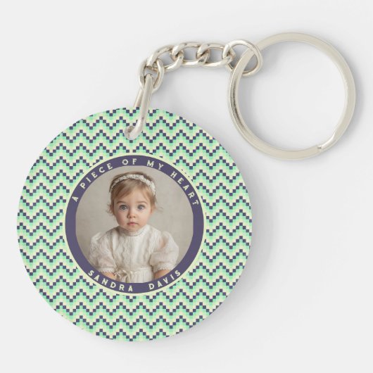 Minimalistic Birthday Gift Ideas Stripe Pattern Sleutelhanger (Achterkant)