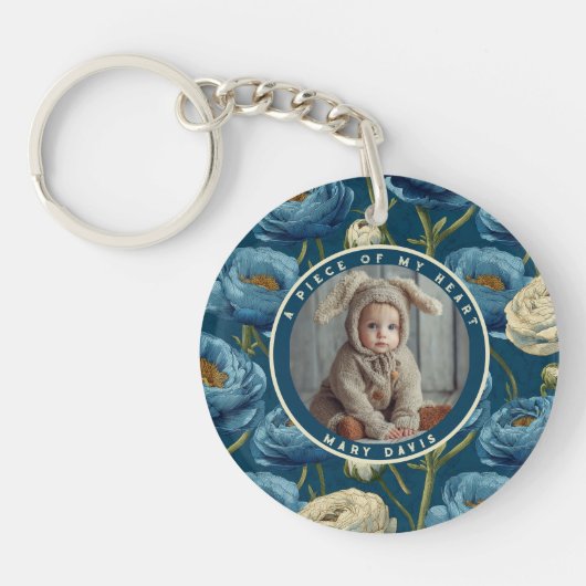 Minimalistic Birthday Gifts Ranunculus Floral Sleutelhanger (Voorkant)