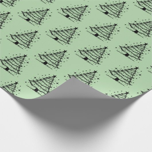 Minimalistic Black and Green Christmas Tree  Cadeaupapier (Hoek)