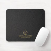Minimalistic Black Leather Text Custom Monogram Muismat (Met muis)