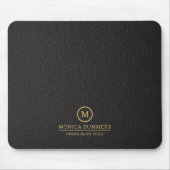 Minimalistic Black Leather Text Custom Monogram Muismat (Voorkant)
