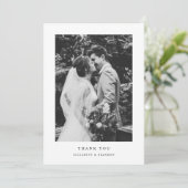 Minimalistic Black & White 2-Photo Wedding Bedankkaart (Staand voorkant)