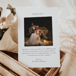 Minimalistic Black & White 2-Photo Wedding Bedankkaart