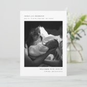 Minimalistic Black & White 3 Baby Photos Birth Aankondiging (Staand voorkant)