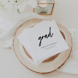 Minimalistic Black & White Script Graduation Party Servet