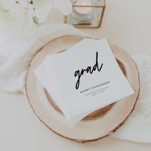 Minimalistic Black & White Script Graduation Party Servet