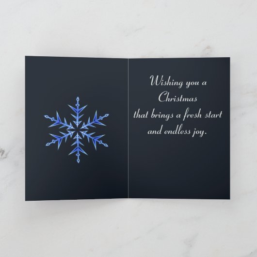 Minimalistic BLue Snowflake Hand Drawn Art Kaart (Binnen)
