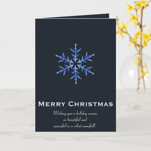 Minimalistic BLue Snowflake Hand Drawn Art Kaart (Gele Bloem)