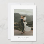 Minimalistic Bold Black & White Wedding Photo Bedankkaart (Voorkant)