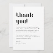 Minimalistic Bold Black & White Wedding Photo Bedankkaart (Achterkant)