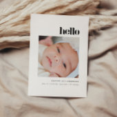 Minimalistic Bold "Hello" 5-Photo Baby Birth Aankondiging