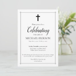 Minimalistic Celebration of Life Latin Cross Kaart