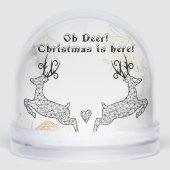 Minimalistic Christmas Reindeers Black White Decor Sneeuwbol (Voorkant)