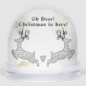 Minimalistic Christmas Reindeers Black White Decor Sneeuwbol (Achterkant)