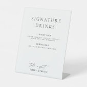 Minimalistic Classy Signature Drinks Wedding Reclamebord Met Voetstuk (Voorkant)