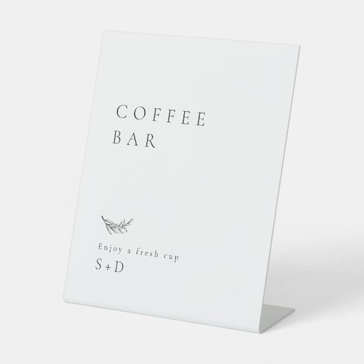 Minimalistic Coffee Bar Wedding Sign Reclamebord Met Voetstuk (Voorkant)