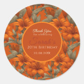 Minimalistic Custom Lilies Floral Birthday Ronde Sticker (Voorkant)