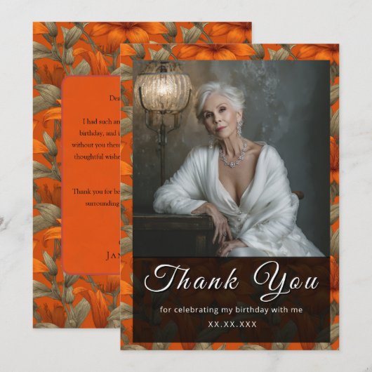 Minimalistic Custom Lilies Floral Romantic Party Bedankkaart (Voorkant / Achterkant)