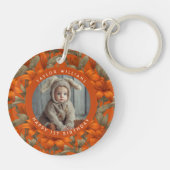 Minimalistic Custom Lilies Themed Birthday Party Sleutelhanger (Achterkant)